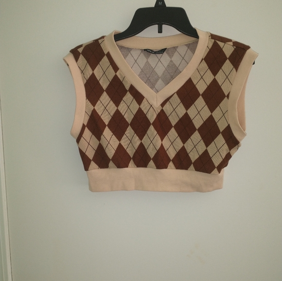 Shein brown and cream argyle pattern sweater two piece set - Picture 12 of 15